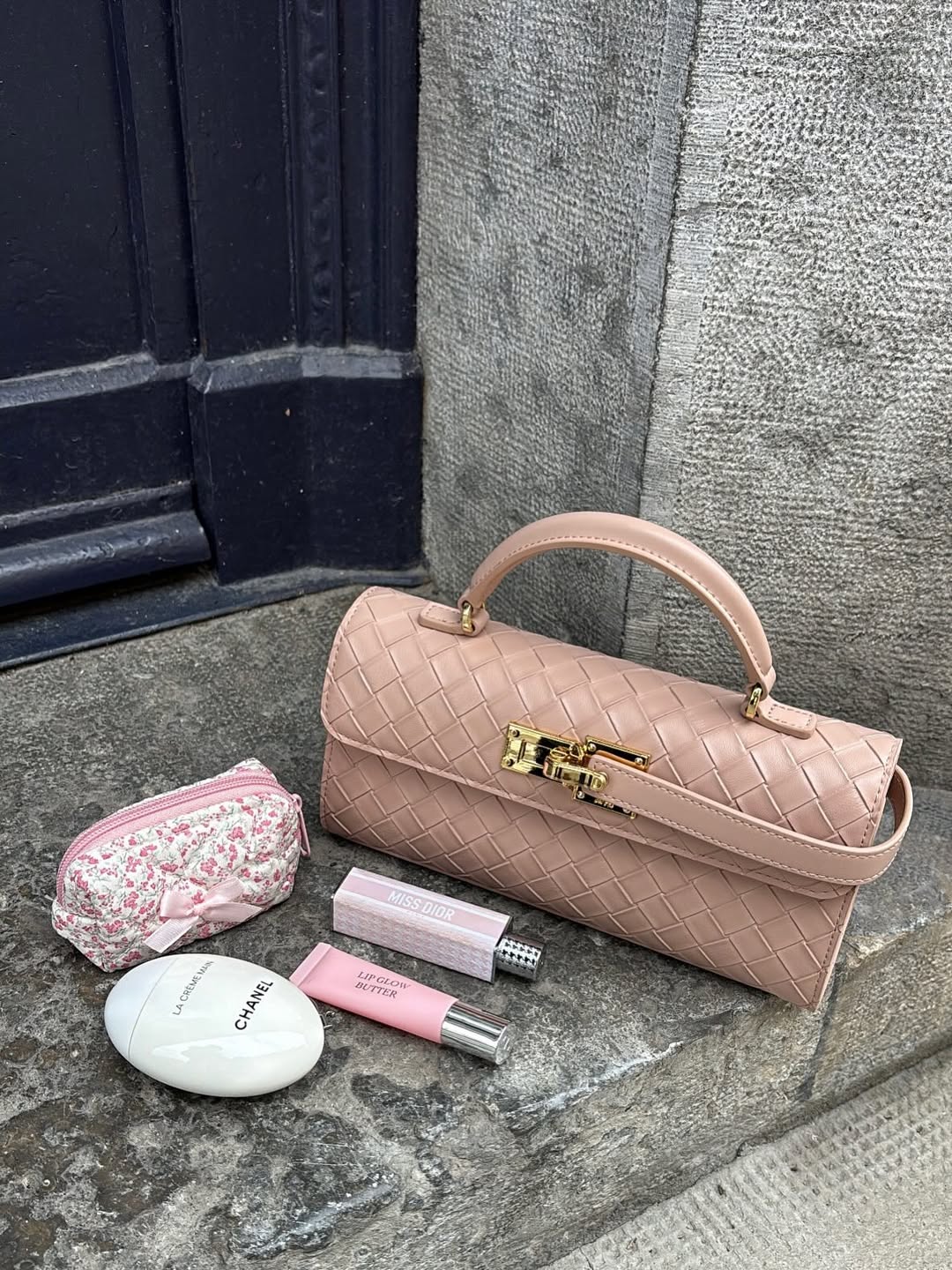 Keyla Weave Texture Top Handle Bag - Pink