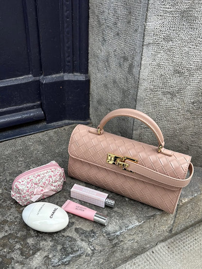 Keyla Weave Texture Top Handle Bag - Pink