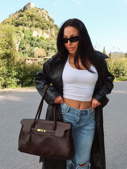 Yara Large Shoulder Bag - Dark Brown