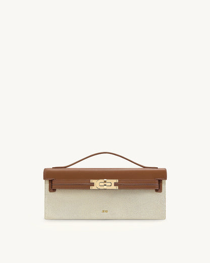 Bria Structured Top Handle Bag - Brown Canvas