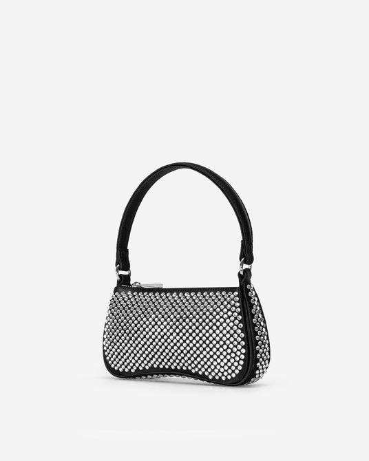 EVA ARTIFICIAL CRYSTAL MINI SHOULDER BAG - Black